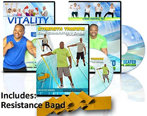 Senior Exercise Workout Video: 3 DVDs + includes resistance band with Curtis Adams