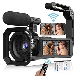 Video Camera Camcorder, 4K Vlogging Camera UHD 48MP WiFi YouTube Camera Recorder with Microphone, Remote, Stabilizer…