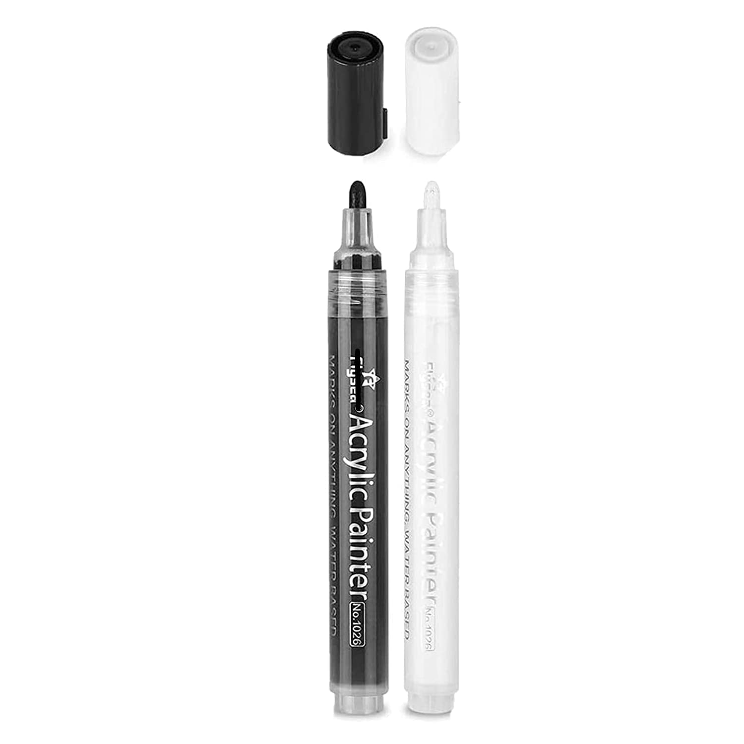 Medium Black And White Acrylic Paint Marker Pens Permanent For Rocks Painting, Ceramic, Glass, Wood, Fabric, Canvas, Mugs, Diy Craft Making Supplies (Set Of 2)