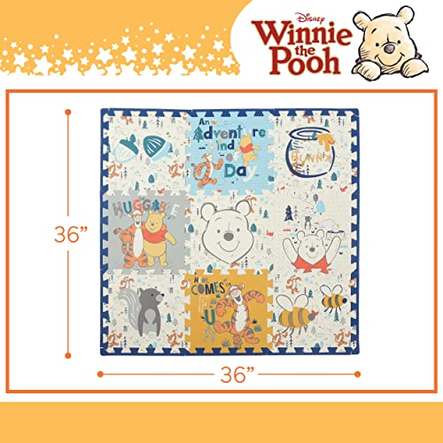 Disney Winnie The Pooh Eva Foam Mat, Winter Prairie Interlocking Eva Foam Flooring Tiles, Yellow, 36 X 36 Inches #TOP4