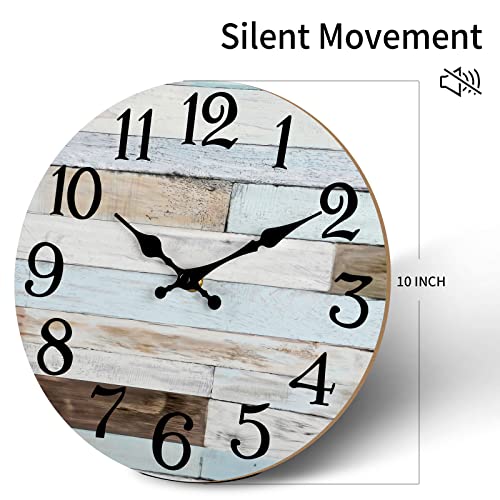 Kecyet Wall Clock - 10 Inch Silent Non-Ticking Wooden Wall Clocks Battery Operated - Country Retro Rustic Style Decorative For Living Room, Kitchen, Home,Bathroom, Bedroom, Laundry Room #TOP1
