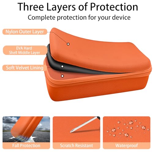 Image of co2CREA Hard Travel Case for Bose SoundLink Flex 2 /1 Speaker, Orange | Carabiner Attachment, Comfortable Handle, Detachable Shoulder Strap, Accessory Organization, Secure Protective Storage