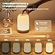 UPXNBOR LED Nachttischlampe Touch Dimmbar mit 256 RGB Farben & 4 Modi, Tischlampe Kabellos mit Timer & Haken, USB Aufladbar, Holzmaserung, Tragbares Nachtlicht für Schlafzimmer, Wohnzimmer