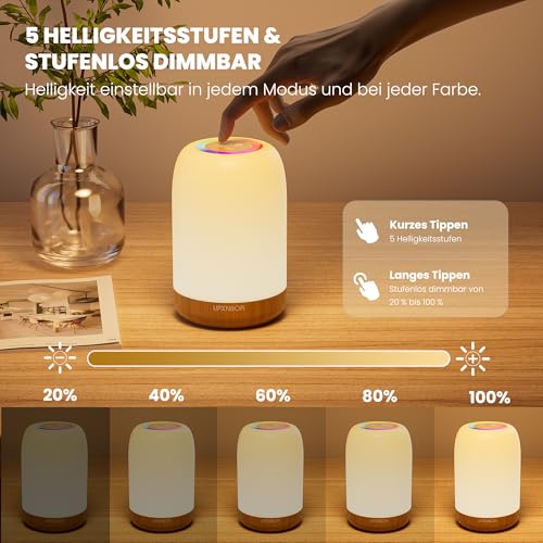 UPXNBOR LED Nachttischlampe Touch-dimmbar, Nachtlicht für Schlafzimmer – Ansicht 3