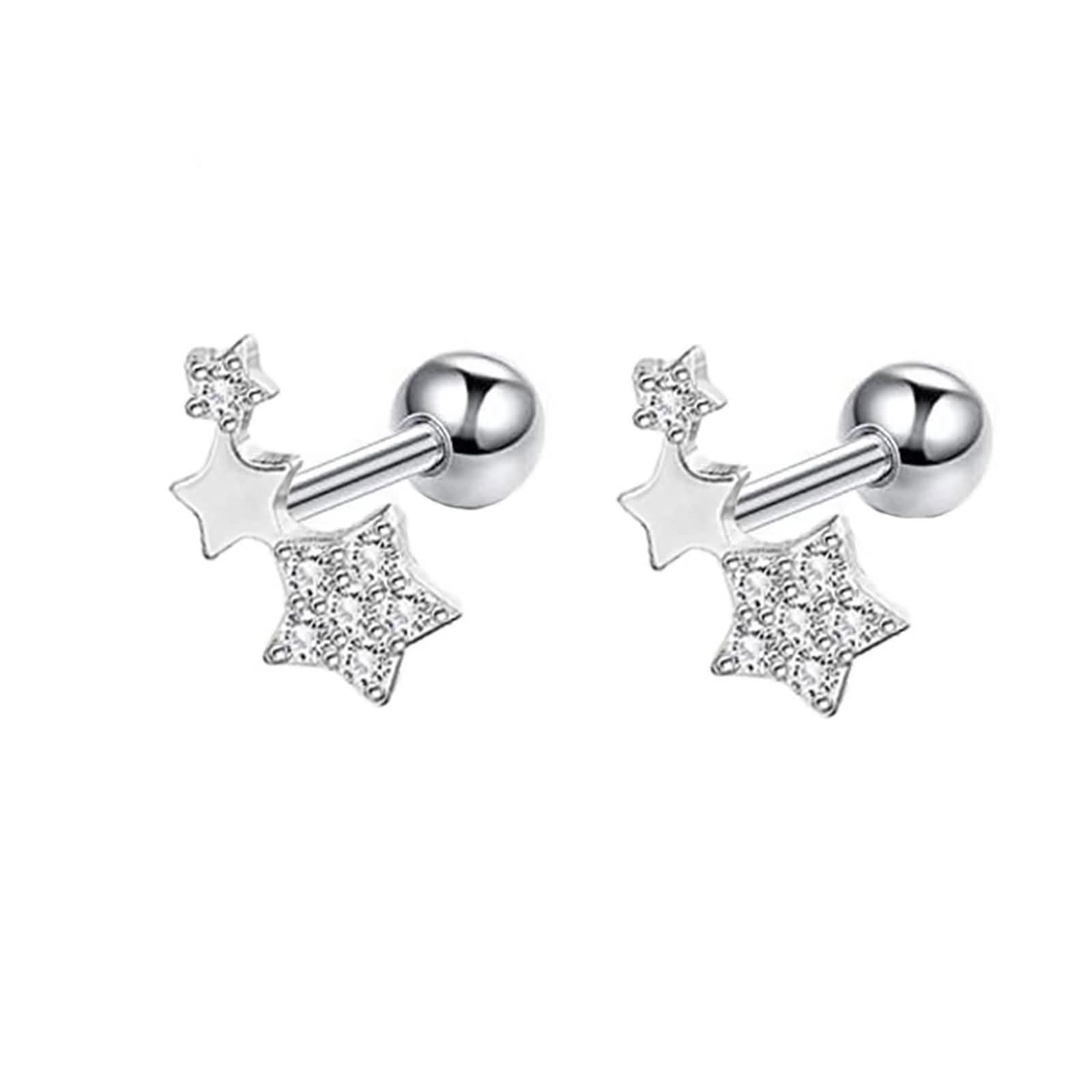 KnSam 9 Karat Gelbgold Au375 Schmuck Damen Ohrringe, Ohrstecker Stern mit Moissanit, 9K Gold Ohrringe Boho Echt Schmuck, Gold