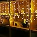 GTSYDING LED Icicle String Lights, Christmas Icicle Lights 16.4FT 216 LEDs Window Curtain Starry Fairy Lights Plug in 8 Modes for Wedding Party Bedroom Garden Patio Outdoor Indoor (Warm White, 5)