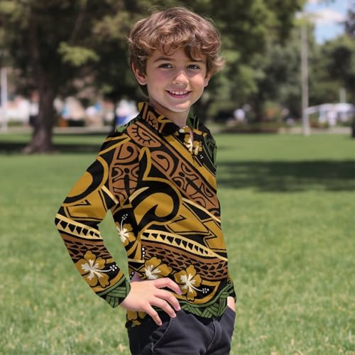 Shirts for Boys Size 3-16 Polynesian Long Sleeve Shirts Hawaiian Beach Activewear4