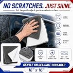 Hybrid Glass Microfiber Towel – Waffle Weave & Plush Dual Action Cleaning Cloth – Streak-Free Window and Surface Drying Towel – Professional Grade –16x16-1000 GSM 1-Pack - Image 4