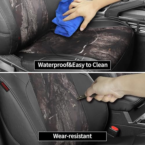 Image of EKR Tacoma Seat Covers Custom Fit for Toyota Tacoma 2016 2017 2018 2019 2020 2021 2022 2023 Double Cab /Crew Cab -Truck Seat Covers for Car Full Set,Faux Leather(Black /Woodland Camo)