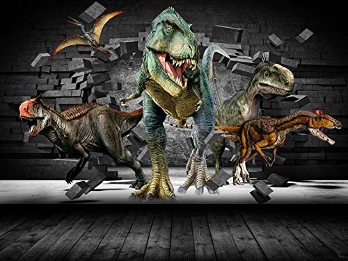Papier peint mural dinosaure 3D pour masquer défauts mur