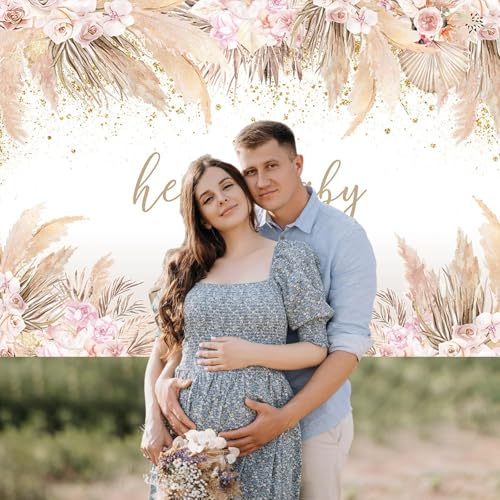 Fondo Boho para Baby Shower 7x5ft Rosa miniatura 3