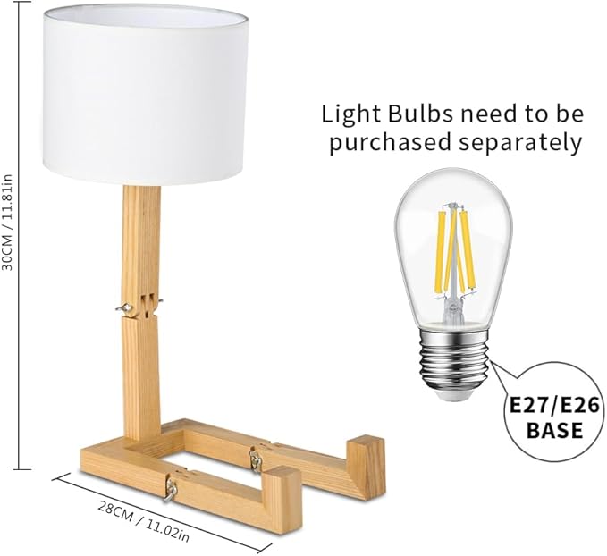 MUMENG Cute Desk Lamp, Unique Table Lamp,Wooden Bedside Table Lamps Fun Quirky Robot Lamp Whimsical Cute Light for Home,Dorm Room,Kids Room,Office,Gift, Adjustable Shape photo 3
