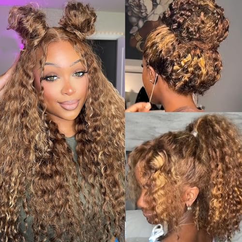 VNLQJXX Honey Blonde 360 Lace Front Wigs Human Hair Invisi