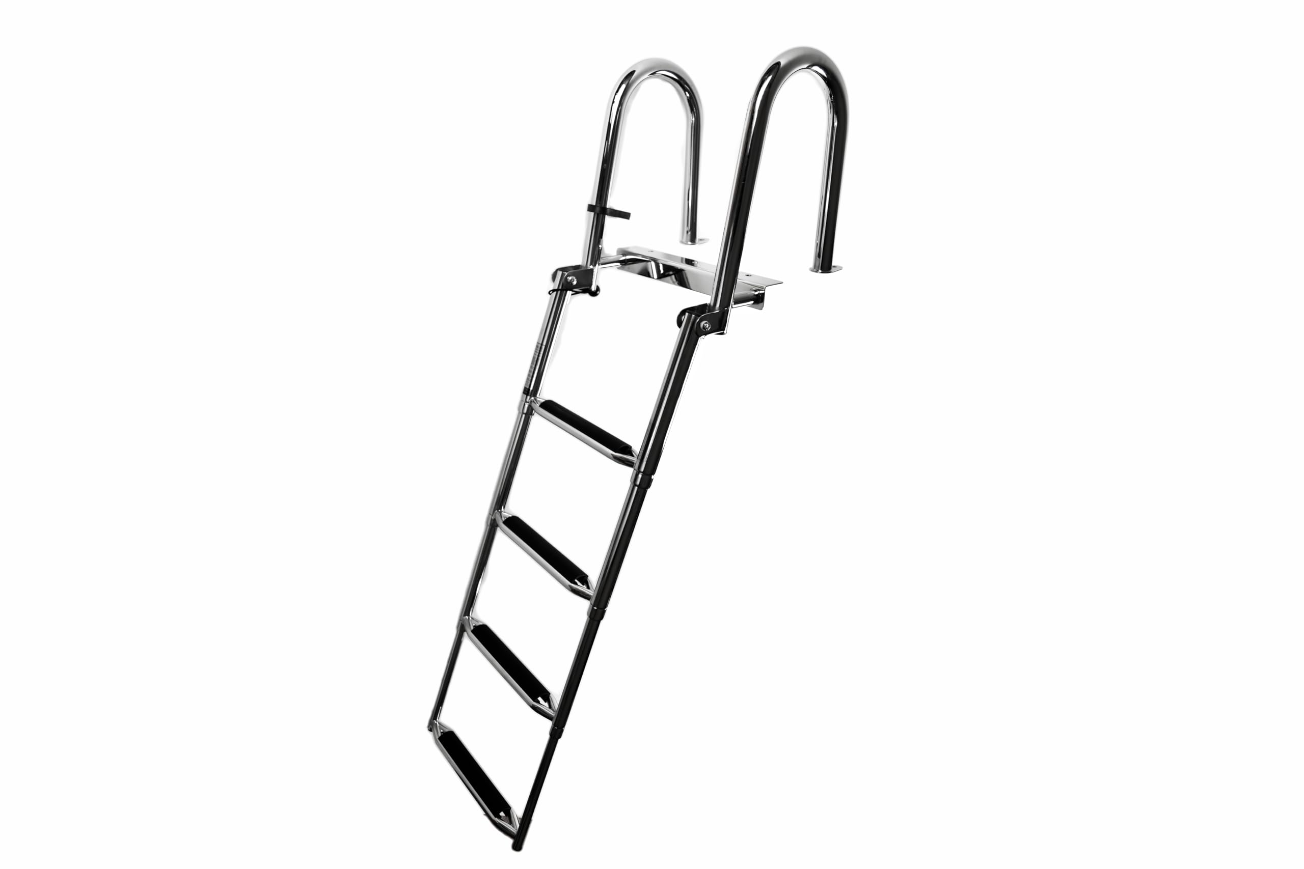 Vinland Marine 4-Step Over Platform Pontoon Boat Ladder Heavy Duty, 304 Stainless Steel, Marine Dock Ladder Flip Up, Dock Ladder for Salt Water, Pontoon ladders, Telescoping Boat Ladder, Boat Latter