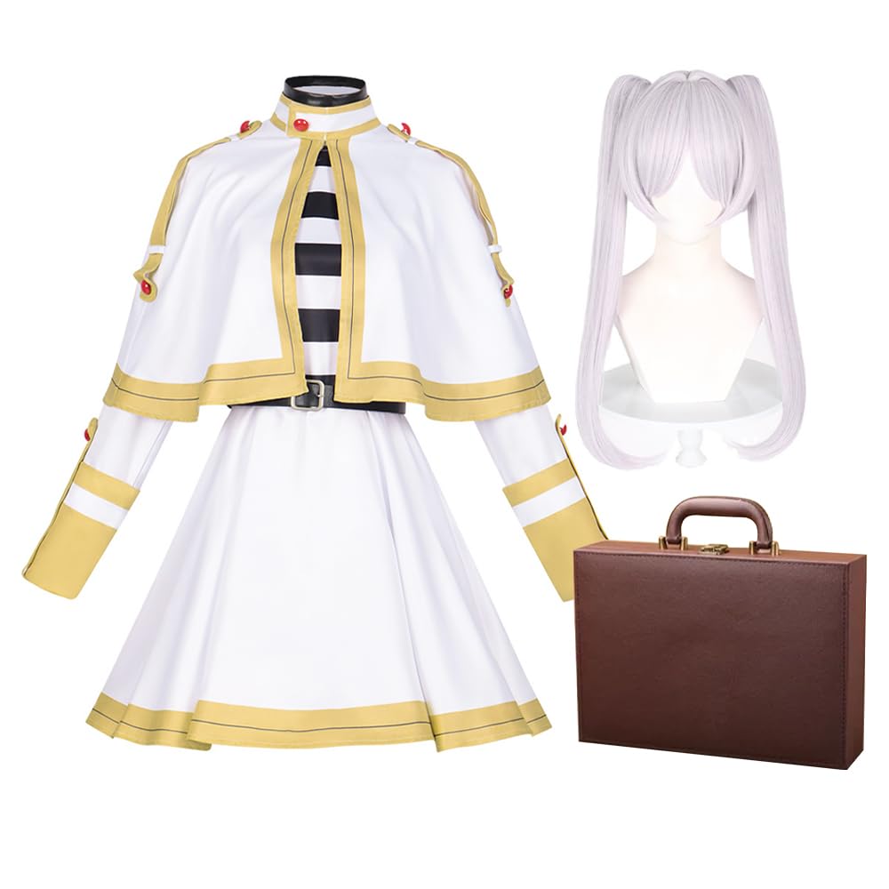 Xinchangda Frieren Cosplay Costume White Cape Dress Uniform Full Set Halloween Party Role Play Outfits for Women