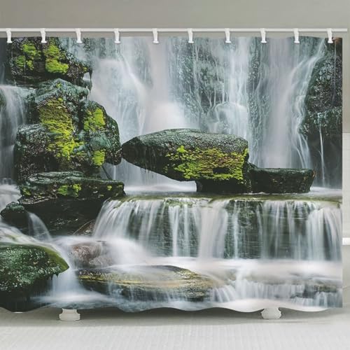 Rideau de douche anti-moisissure blanc en polyester lavable de salle de bain - 3