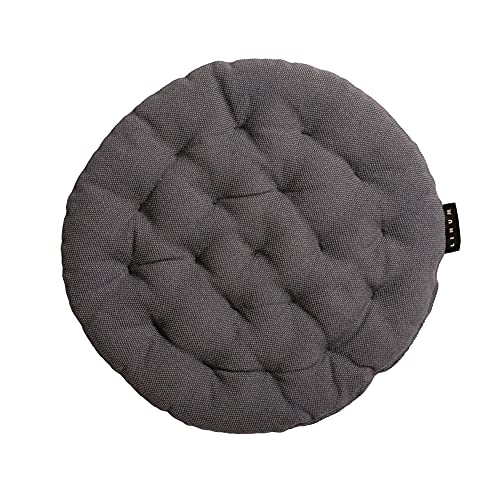 LINUM Pepper Elégante Galette de Chaise Rond Ø 37cm, 100% Coton, Lavable en Machine, Gris Fonce