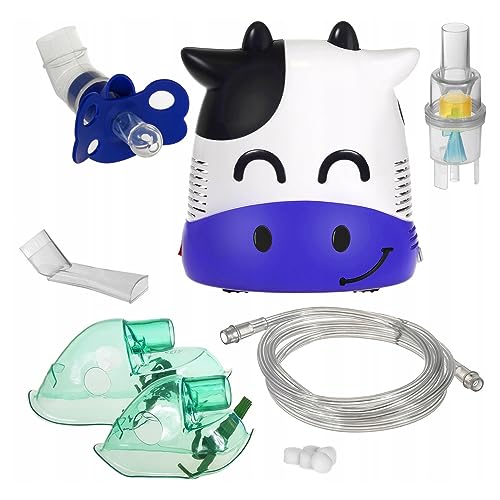 Maclean PR-810 Inhalator Inhaliergerät Set für Kinder und Erwachsene Vernebler Inhalation (Kuh) inkl. Schnuller für Kinder