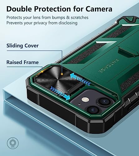 Image of FNTCASE for iPhone 12 Phone Case: iPhone 12 Pro Military Grade Shockproof Protection Mobile Case with Kickstand & Matte Textured Rugged TPU Shell | Drop Proof Protective Cover