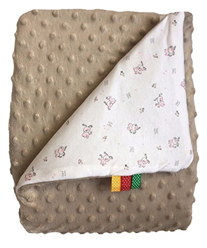 Couverture bébé Minky Coton douce plaid moelleuse polaire douillette double face 75x100 (B/B-7)