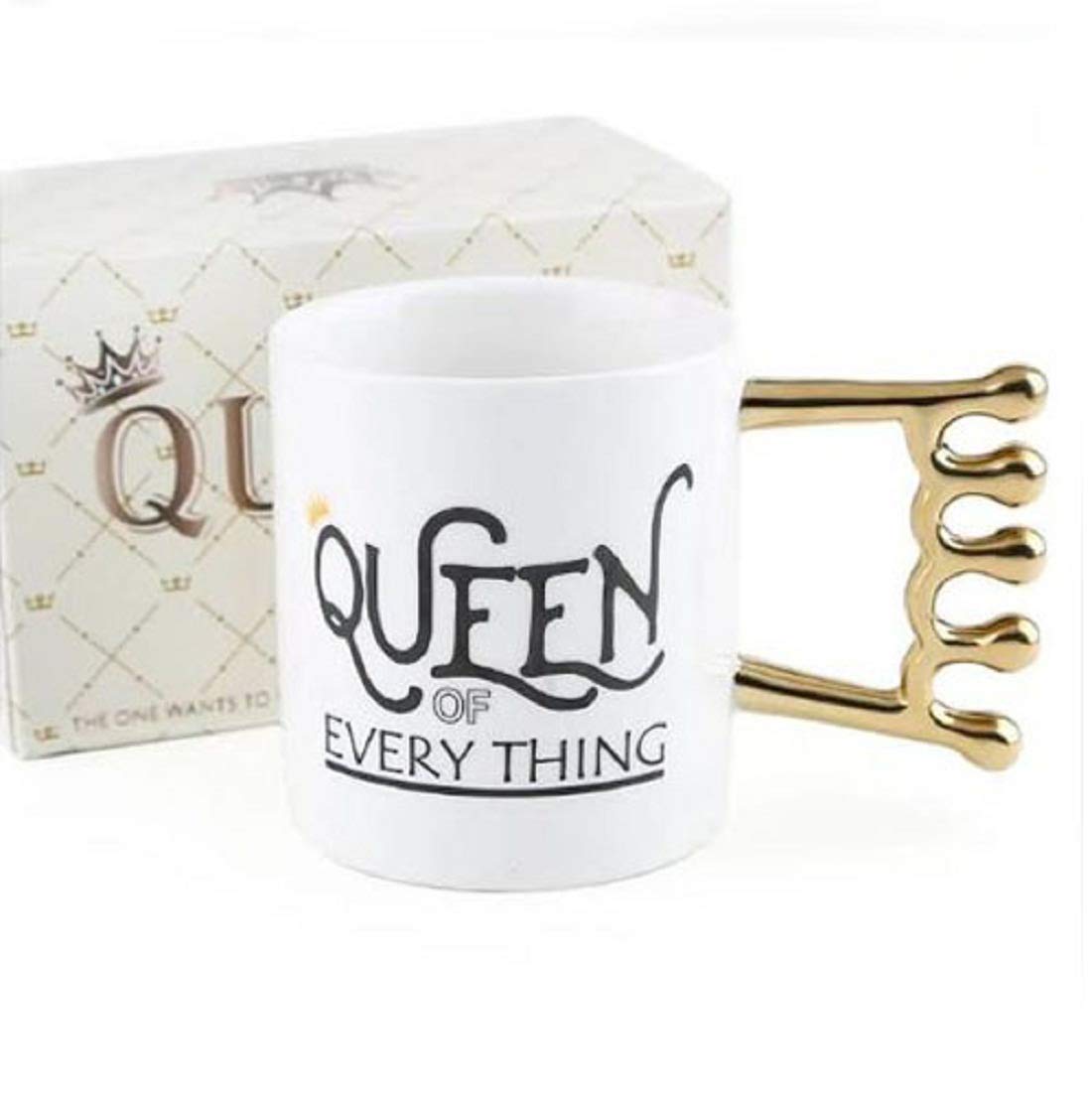 NYRWANA DELIVERING SMILES IN INIDA Ceramic Queen of Everything Crown Handle Coffee Tea Mug (600 ml)
