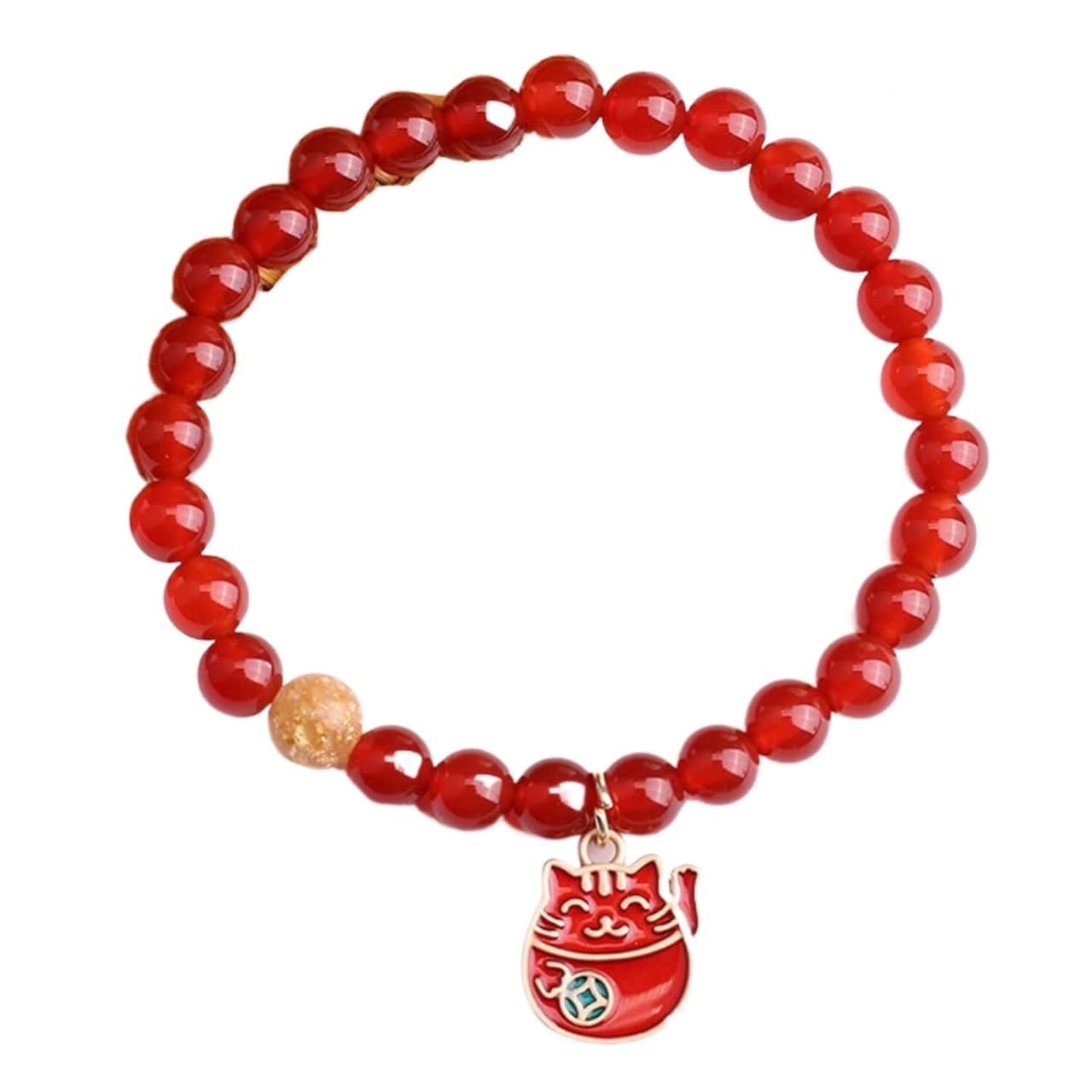 Nzpost Men's Lucky Cat Bracelet, Natural Pi Xiu Cattle Crystal Bracelet Wealth Amulet Spiritual Charm Gems Bang