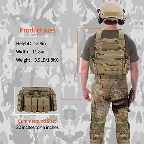 Huntit Tactical Vest Adjustable Airsoft Vest Breathable Modular Vest Weighted Vest For Adults Training Vest For Men Camo #TOP5