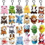 24Pack Mini Animal Plush Toy Set, Cute Assortment Keychain Toys, Small Stuffed Animal Set Gifts for Kids, Christmas Stocking Stuffer, Easter Egg Filler, Valentine Classroom Prize
