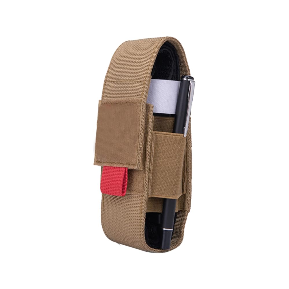 Molle Flashlight Holster, Torch Holder with Side Elastic Storage Tool Holder Pouch for Duty Belt Vest Chest Rig