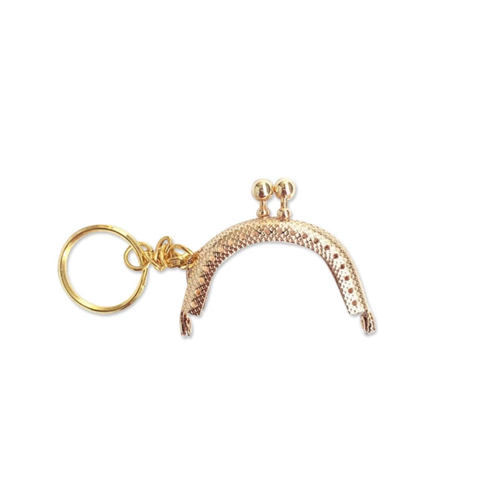 Taschenverschluss 10 Stück 5 cm Metall-Geldbörsenrahmen, Antikbronze, Münzgriff mit Schlüsselring, Kussverschluss, Taschenbeschläge for Clutch-Accessoires(Light Gold)