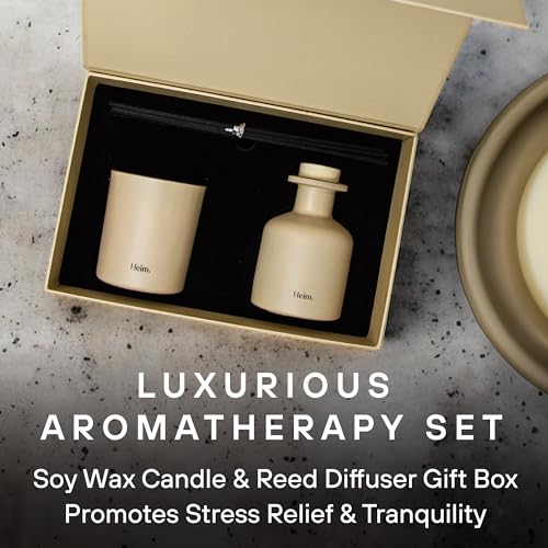 HEIM Candle and Reed Diffuser Set, Amber & Vanilla (Amber Spice), Scented Candle & Eco-Friendly Diffusers for Home - Image 3