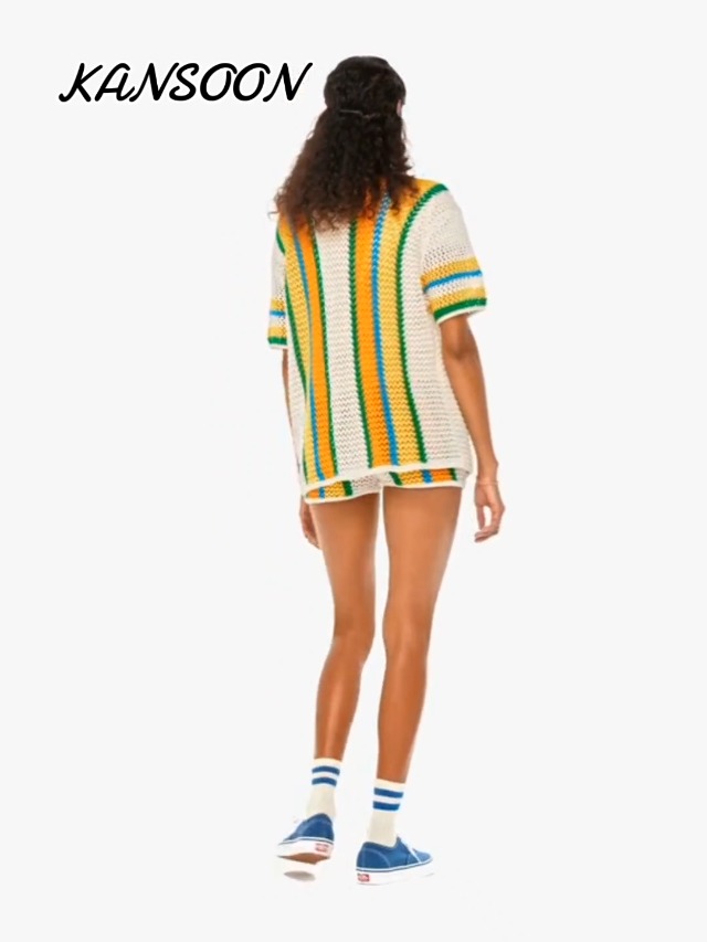 Amazon.com: KANSOON Two Piece Short Set for Women Knitted Crochet