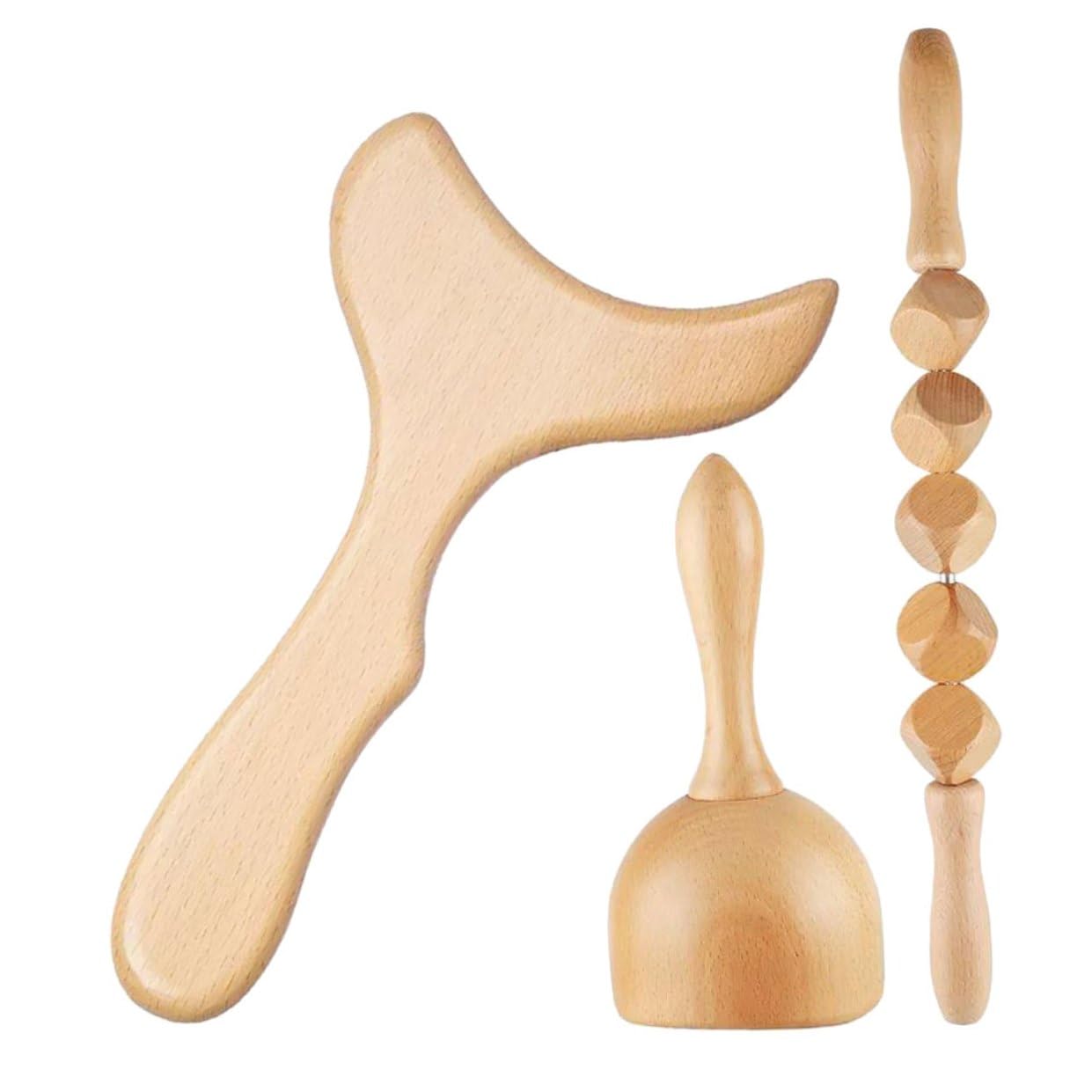Set di Bastoni da Massaggio in Legno Portatile per Schiena e Collo