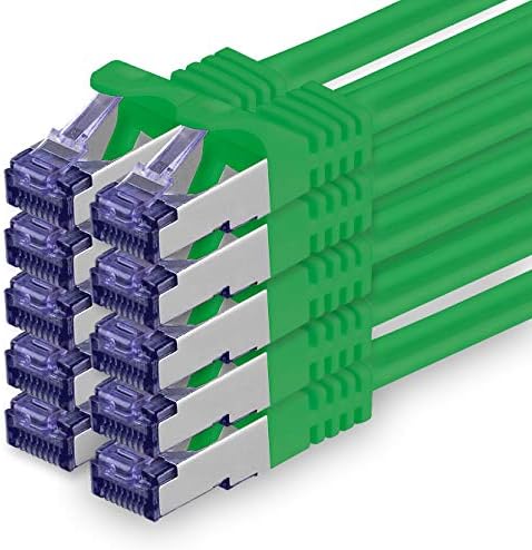 1aTTack.de Cat.7 Lan ethernet cable 0,5m - 10 Colors Set - Cat7 lan network 10GBASE-T - 10000 Mbps (Sftp Pimf) double shielded patchcable RJ45 plug Cat.6a