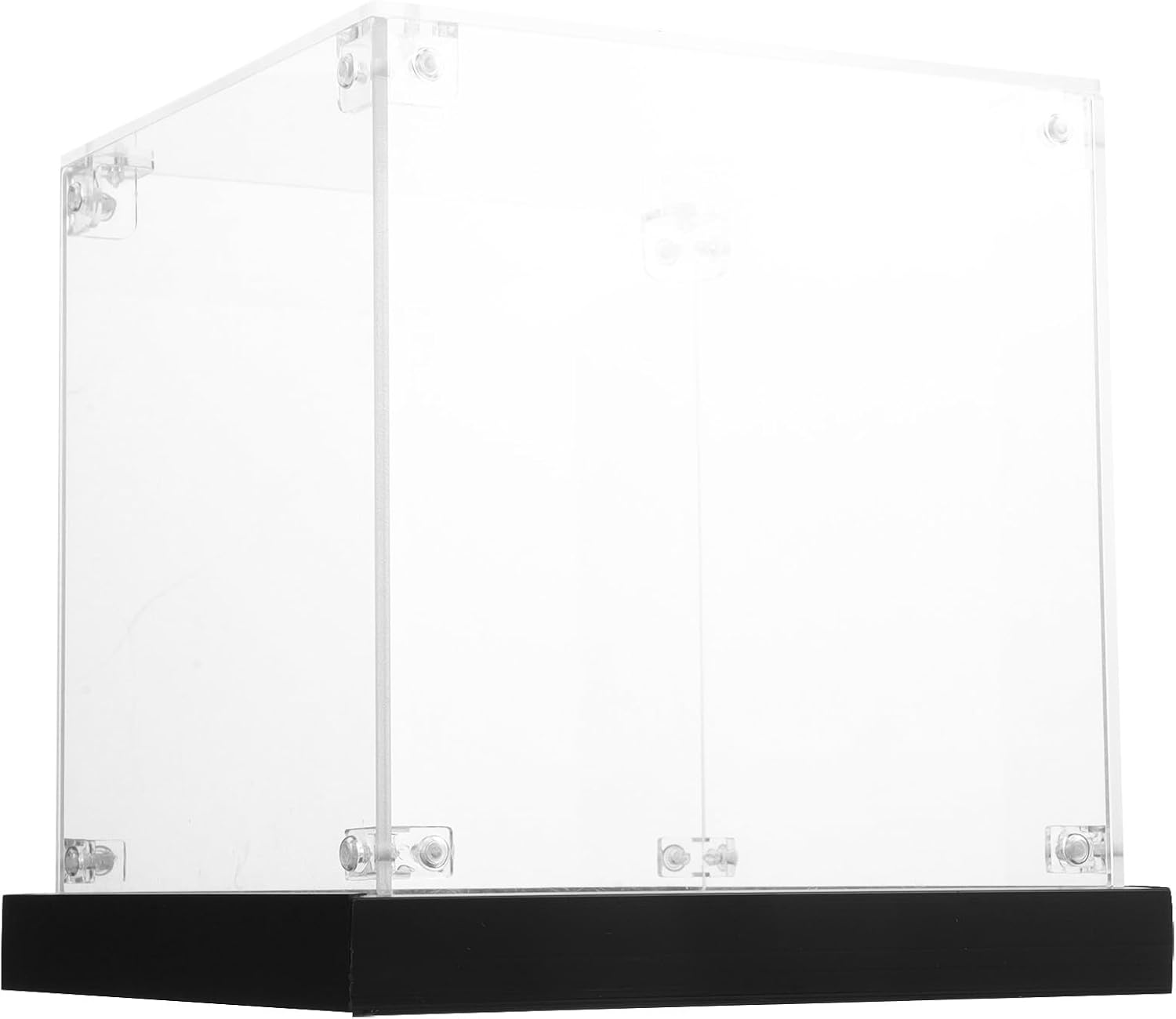 Acrylic Mini Figure Display Case with Wood Base and Lid, Stackable Storage Organizer Box for Collectibles, Dustproof Showcase for Room or Closet