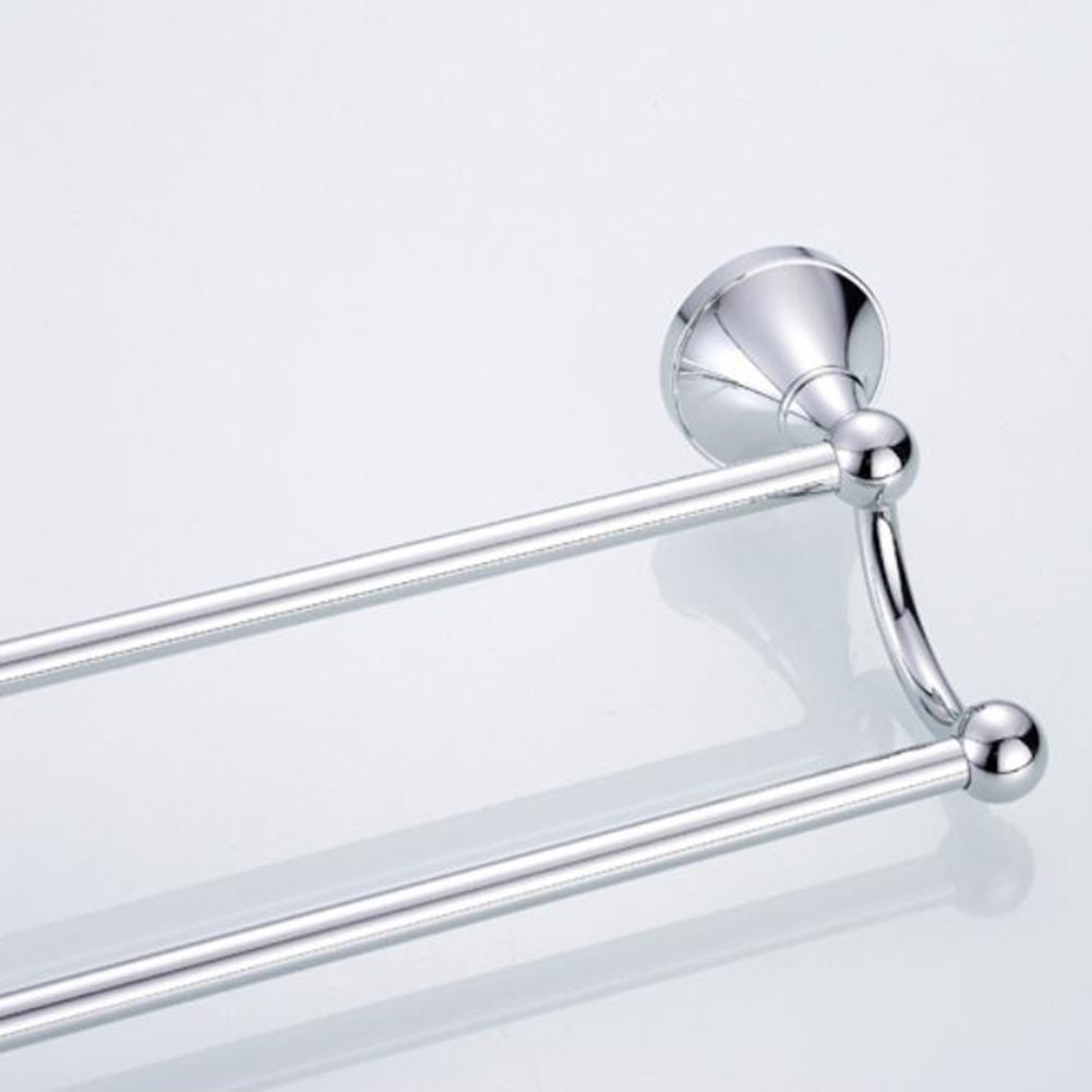 Double porte-serviettes rétro pour salle de bain - 60 cm - Double couche - En laiton (chromé)