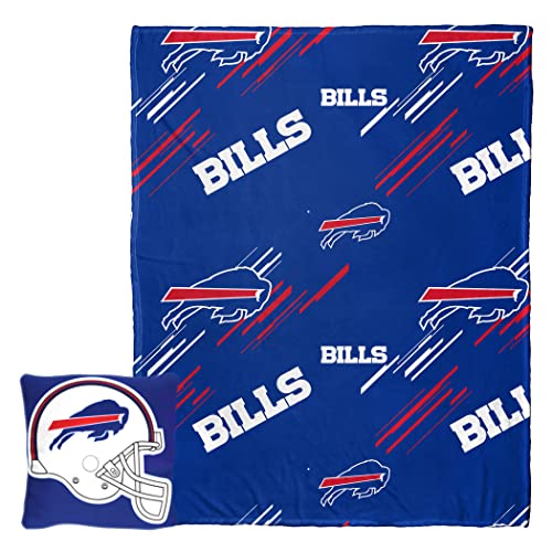 NORTHWEST NFL Pillow 14X14 and Throw Blanket 40X50 Set with Back Pocket, Buffalo Bills