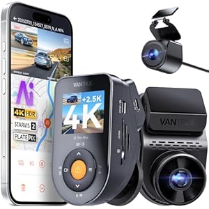Vantrue S1 Pro Max AI Dash Cam 4K+2.5K w/ADAS & BSD, Dual STARVIS 2 Front and Rear, 2 Channel HDR Dashcam, PlatePix Night Vision, 5G WiFi, Voice Control, GPS, 24H Buffered Parking Mode, 1TB