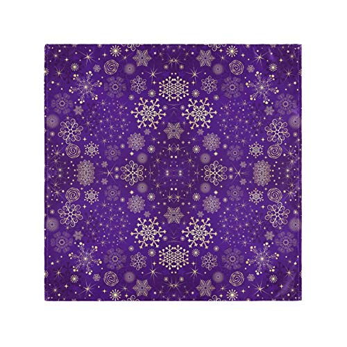 ALAZA Winter Violet Purple with Gold Snowflakes Christmas Cloth Napkins Dinner Napkins 1 Piece,Reusable Table Napkins Washable Polyester Fabric for Cocktail Party Holiday Wedding Home Decorative