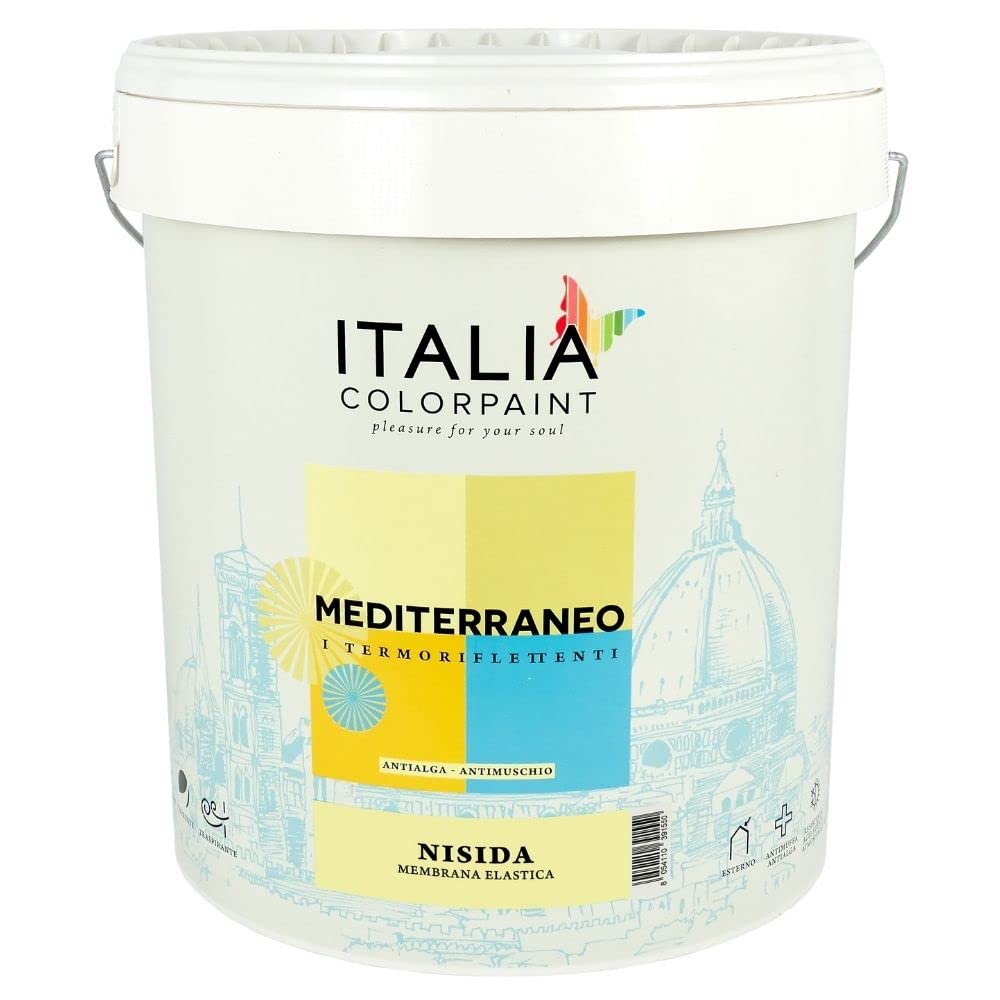 Nisida Membrana Elastica Impermeabilizzante Pedonabile Termoriflettente Antialga (Litri 4, Bianco)
