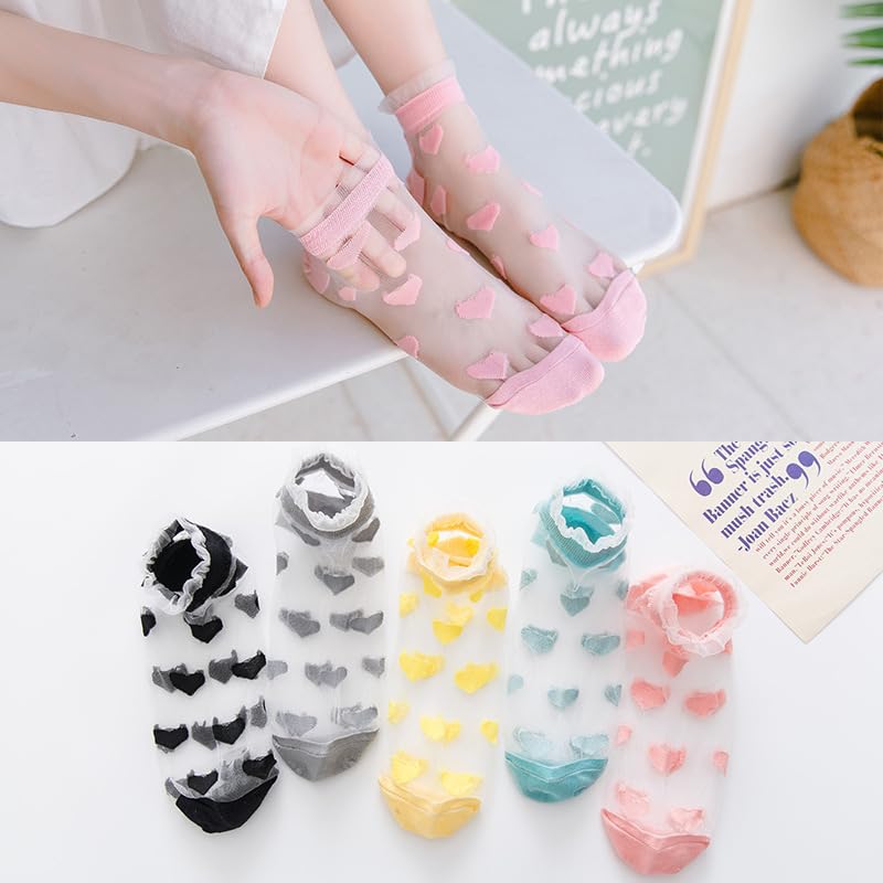 Image of Benefeet Sox Sheer Socks for Women Girls Mesh Ankle Socks Transparent Mesh Lace Sock Cute Thin Nylon See Through Sock