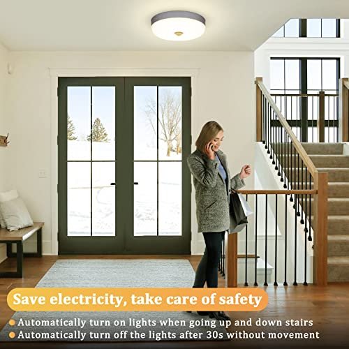 Image of Combuh 15 W LED Lamp with Motion Sensor Indoor, 15 cm Ceiling Lights, 4000 K Neutral White Light, IP56 Waterproof Indoor Lighting for Hallway, Staircase, Bathroom and Toilet, Ceiling Light