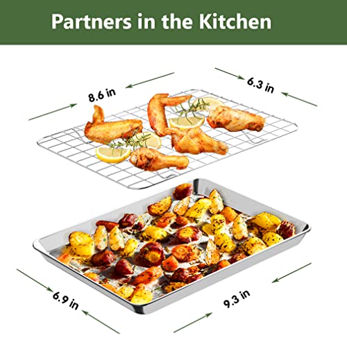 Buy ROTTAY Small Baking Sheet Pan with Wire Rack Set [2 Pans + 2 Racks