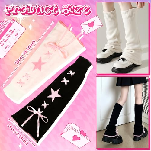 Image of Geyoga Y2k Accessories Harajuku Leg Warmers Gyaru Clothes Japanese Kawaii Girls Leg Warmers Goth Cute Lolita Knit Boot Socks