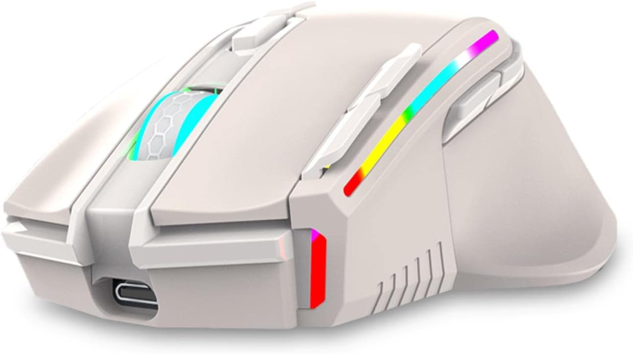qingfeitai Ratón Recargable para Juegos,Mouse inalámbrico para Juegos Tipo C con Carga para Juegos, para apuntar, Disparar, Hacer Clic - Ratones inalámbricos RGB para una atmósfera de Juego Genial
