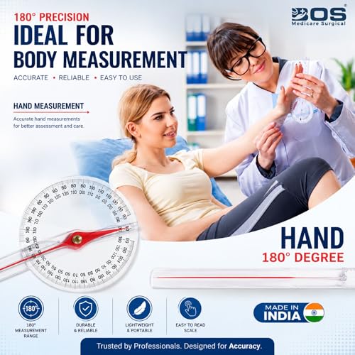 Image of Goniometer Set 180 & 360 Transparent Plastic Joint Angle Measurement Tool for Physiotherapy, Finger Hand Leg ROM Measuring Device for Orthopedic Rehabilitation Clinic Equipment (Set Of 3 Pcs )