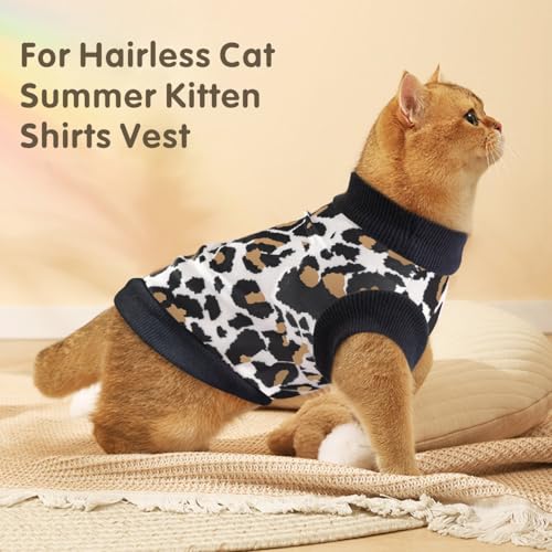 Ropa de gato sin pelo Sphynx pijama de leopardo blanco M 7