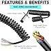 CXTM 7 Pin to 6 Pin Trailer Adapter, Coiled Trailer Cord Stretches 8 Feet, 7-Wire to 6-Wire Coiled Cable RV 7 to 6 Trailer Wiring Extension Cord