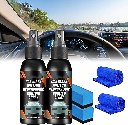Spray per parabrezza auto, idrorepellente, antiappannamento, per rivestimento idrofobo, per vetri auto, spray per la rimozione di pellicole di olio di vetro, agente antiappannamento e antipioggia, 100