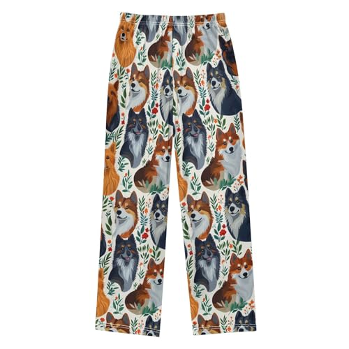 Collie Floral Pajama Pants Soft Sleep Bottoms Long Pjs S2